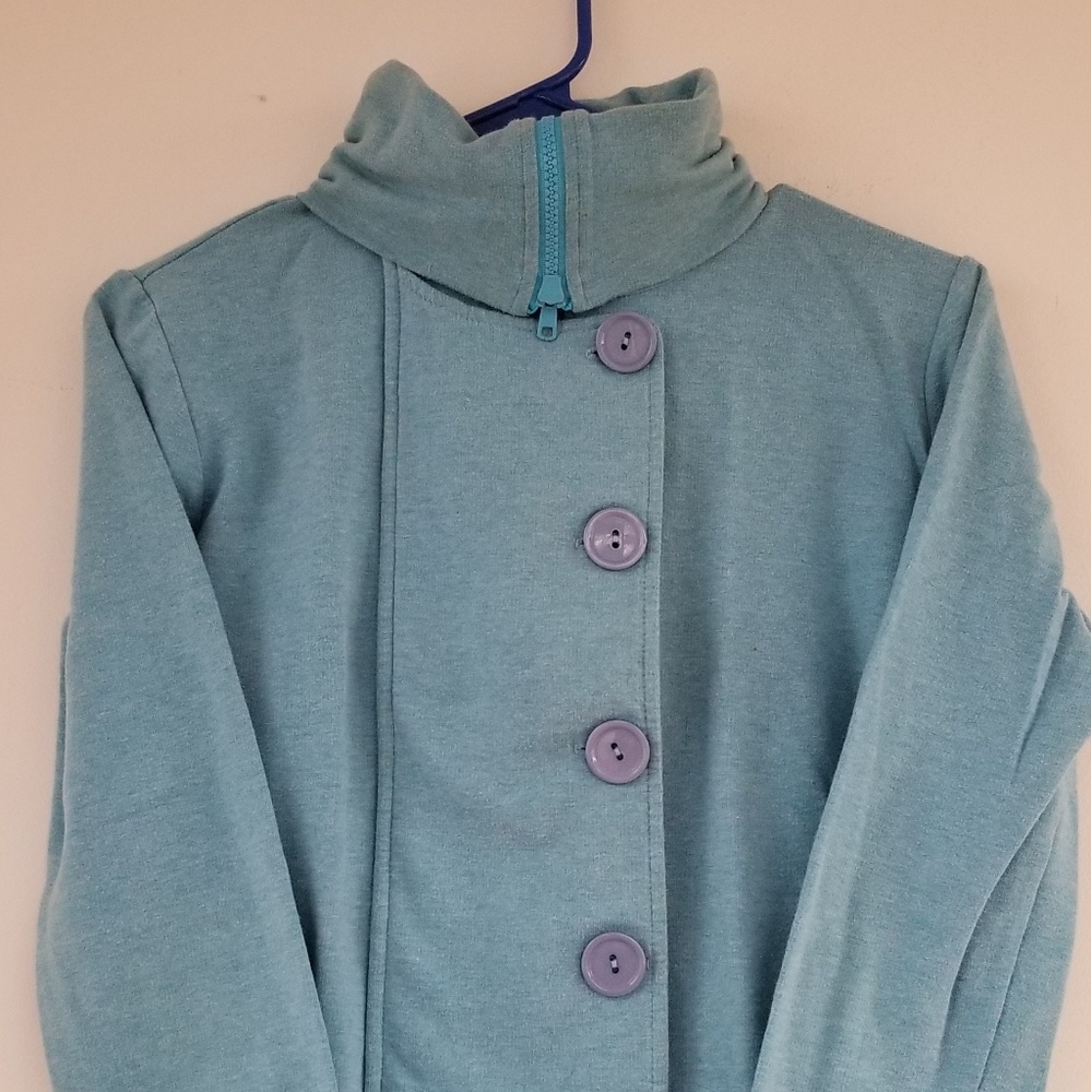 Sky Blue Cotton Moto Jacket